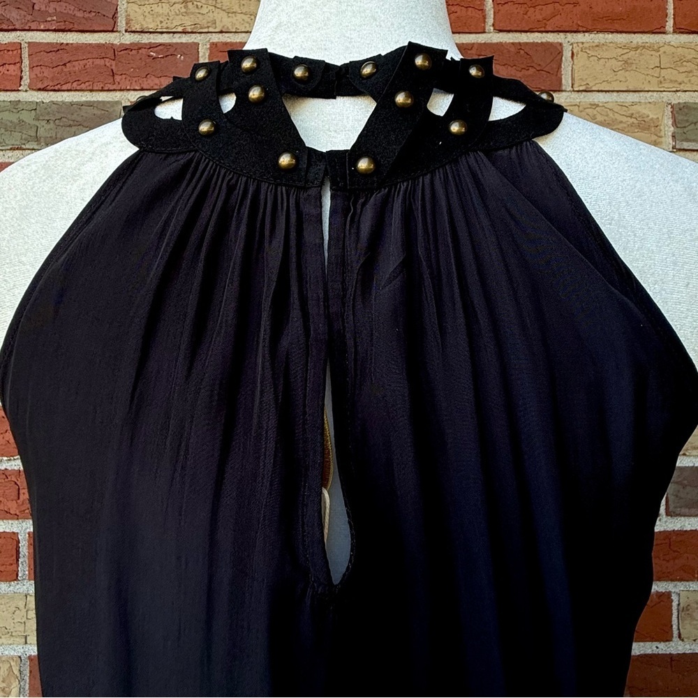 Ramy Brook Ruthie Black Studded Neckline Handkerchief Hem Dress π - Picture 8 of 17